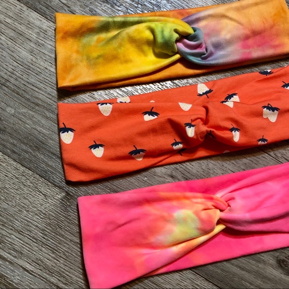 Boho Tie Dye Neon Strawberries Twist Headband NEW main image 4